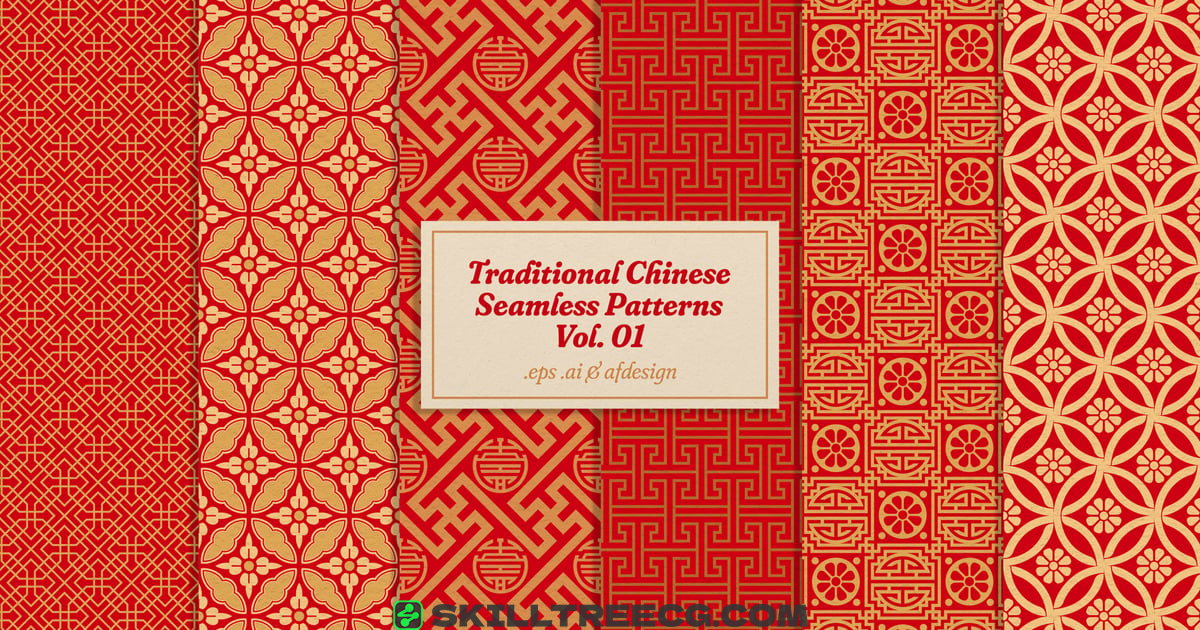 Traditional Chinese Seamless Patterns Vol.1（289022）-技能树